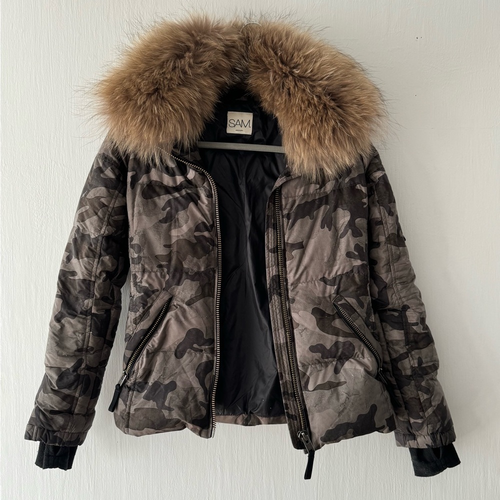 SAM Green Camo Fur Freestyle Down Winter Jacket - Picture 5 of 13